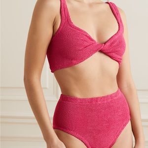 Exclusive HUNZA G + NET SUSTAIN Jamie twist-front seersucker bikini